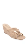 Journee Collection Baylen Braided Strappy Wedge Sandal In Taupe