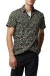 Rodd & Gunn Eglinton Flat Floral Short Sleeve Cotton Button-up Shirt In Deep Forest