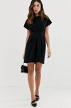 Asos Design Nipped In Waist Mini Dress In Black In Black