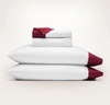 Boll & Branch Organic Signature Colorblock Sheet Set In White/cranberry - New Color