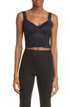 Dolce & Gabbana Shaper Corset Bustier Top In Jacquard And Lace In Black