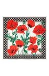 Dolce & Gabbana Dolce&gabbana Polka Dot Border Poppy Print Silk Scarf In Nat.white