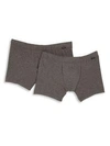 Hanro Men's Cotton Essentials 2-pack Boxer Briefs In Sapphire Charcoal