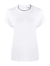 Brunello Cucinelli Jersey Cotton T-shirt With Superimposed Effect In White