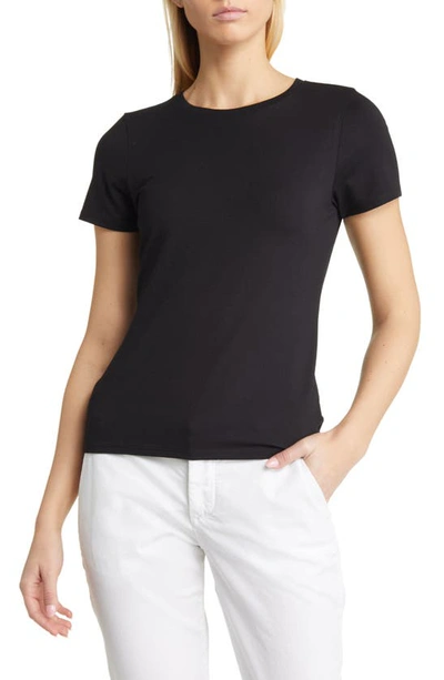 Nordstrom Pima Cotton Blend Crewneck T-shirt In Black