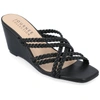 Journee Collection Women's Baylen Strappy Braided Wedge Sandals In Black