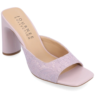 Journee Collection Daivia Lace Block Heel Sandal In Purple