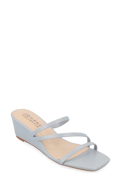 Journee Collection Takarah Wedge Slide Sandal In Blue