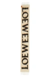 Loewe Intarsia-knit Logo Brushed Scarf In Beige