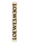 Loewe Intarsia-knit Logo Brushed Scarf In Camel Black