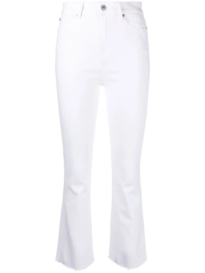 7 For All Mankind Jen7 By  Cropped Wide Leg Jeans In White