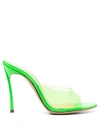Casadei Green Transparent Peep Toe Sandals In Polyurethane Woman In Green
