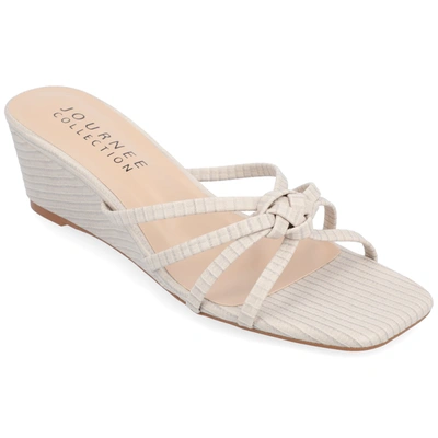 Journee Collection Collection Women's Blayke Wedge Sandals In Beige