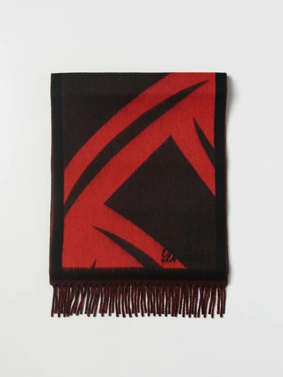 Drumohr Striped Block-print Wool Scarf In Arancio