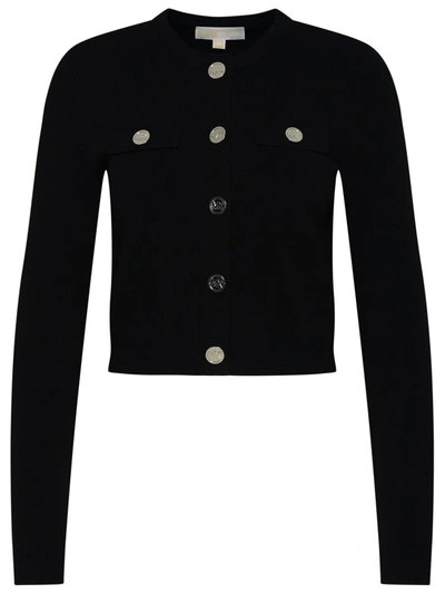 Michael Michael Kors Buttoned Knit Cardigan In Black