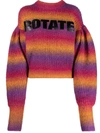 Rotate Birger Christensen Intarsia-logo Striped Cropped Jumper In Multi