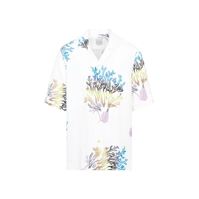 Paul Smith Coral-print Short-sleeve Shirt In White