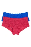 Hanky Panky Assorted 2-pack Retro High Waist Thongs In Venetian Pink/ Sapphire