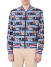 Dolce & Gabbana All Over Print Bomber Jacket In Blue