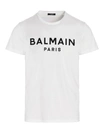 Balmain Logo Print T-shirt In White/black