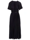 Fabiana Filippi Pleated Raglan-sleeve A-line Maxi Dress In Blue