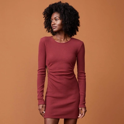 Monrow Brushed Rib Cut Out Dress In Rhubarb