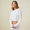 Monrow Cropped Boyfriend Sweatshirt In White