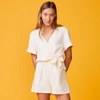 Monrow Archives Gauze Wrap Romper In Buttercream