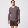 Monrow Long Sleeve Henley In Cocoa