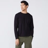Monrow Long Sleeve Pocket Crew In Black