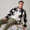 Monrow Plaid Flannel Shacket In Black/natural