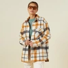 Monrow Plaid Snap-front Shacket In Black/nat/camel