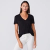 Monrow Tissue V Neck Tee In Black
