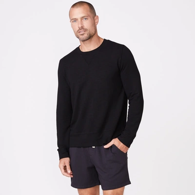 Monrow Supersoft Crew Neck Sweatshirt In Black