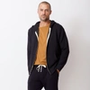 Monrow Supersoft Fleece Zip Up Hoody In Faded Black