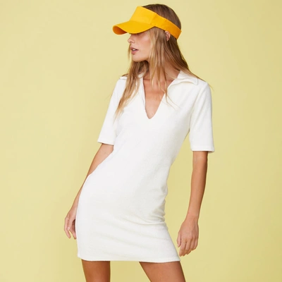 Monrow Terry Cloth Polo Dress In Pearl