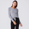 Monrow Textured Tri-blend Fitted Long Sleeve Crew In Granite