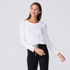 Monrow Textured Tri-blend Fitted Long Sleeve Crew In White