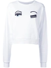 Chiara Ferragni Flirting Embroidered Cotton Sweatshirt In Bianco