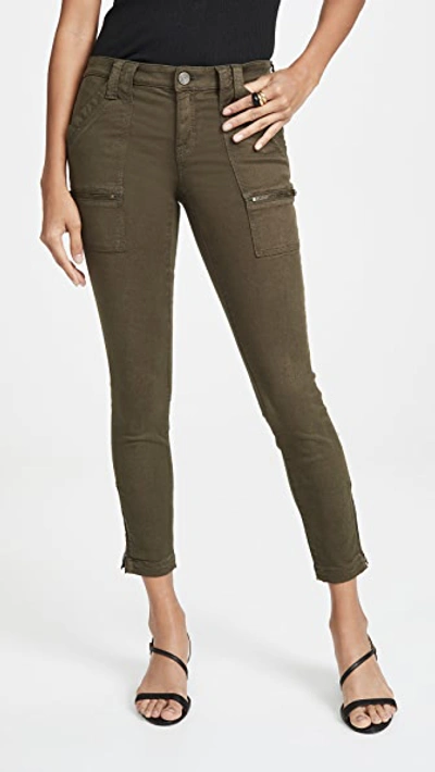 Joie Park Mid-rise Coated Skinny Trousers In Green