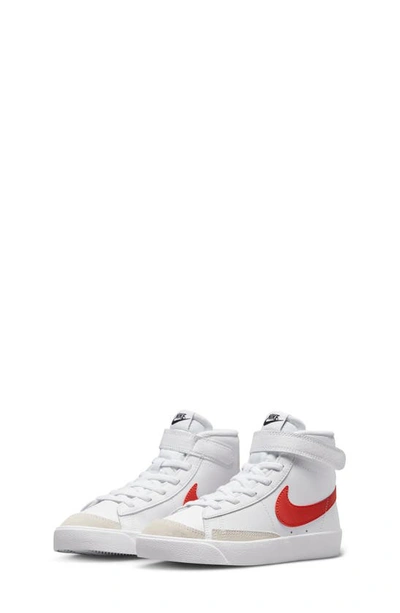 Nike Kids' Blazer Mid '77 High Top Trainer In White/ Picante Red