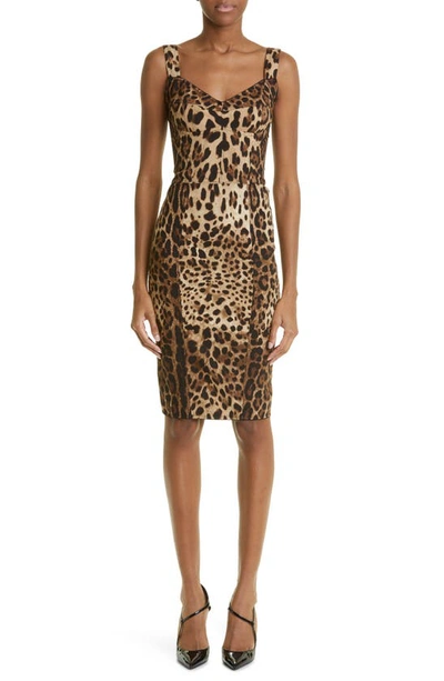 DOLCE & GABBANA DOLCE&GABBANA LEOPARD PRINT CADY BUSTIER DRESS