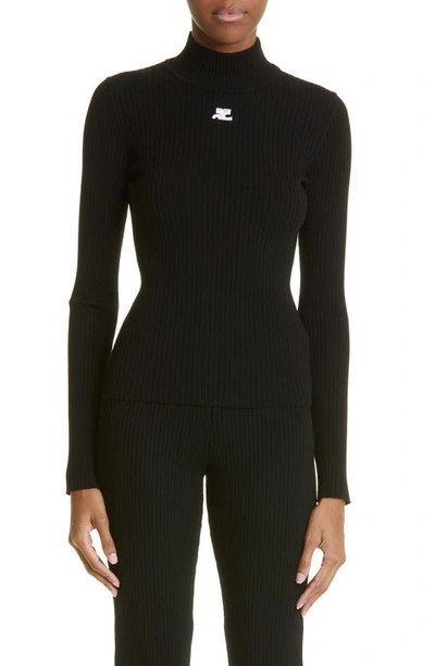 COURRÈGES MOCK NECK RIB SWEATER