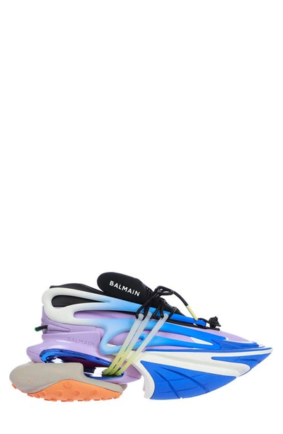 Balmain Unicorn Low-top Trainers In Neoprene And Leather In Blue