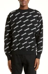 Ambush Embroidered Crew-neck Wool Blend Sweater In Black White