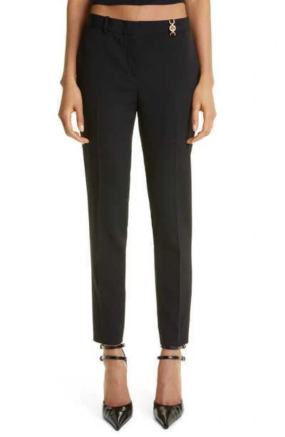 Versace Medusa-plaque Tailored Trousers In Black