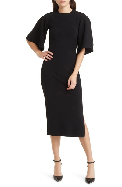 Ted Baker Lounia Fluted Sleeve Body-con Dress In Black