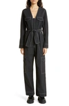 Ganni Topstitch Utility Jumpsuit In Black