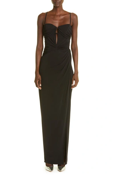 Brandon Maxwell Women's Plunge-neck Bow Wrap-skirt Gown In Black