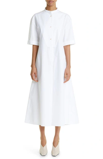 Jil Sander Poplin Maxi Shirtdress In Optic Whit